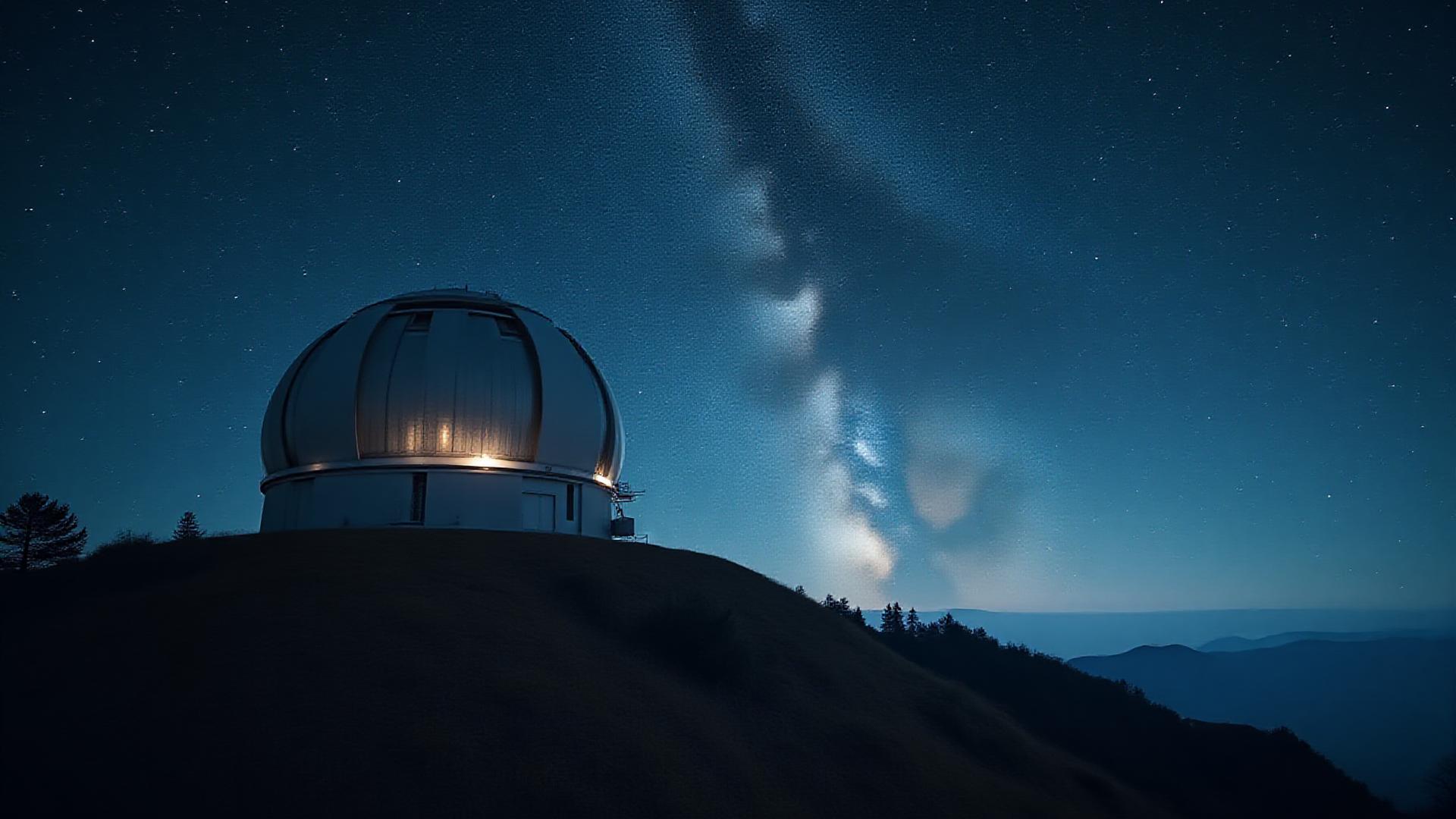 Величественный купол обсерватории на фоне звездного неба Аппалачей